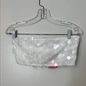 White Sequin Bandeau Top mini strapless top